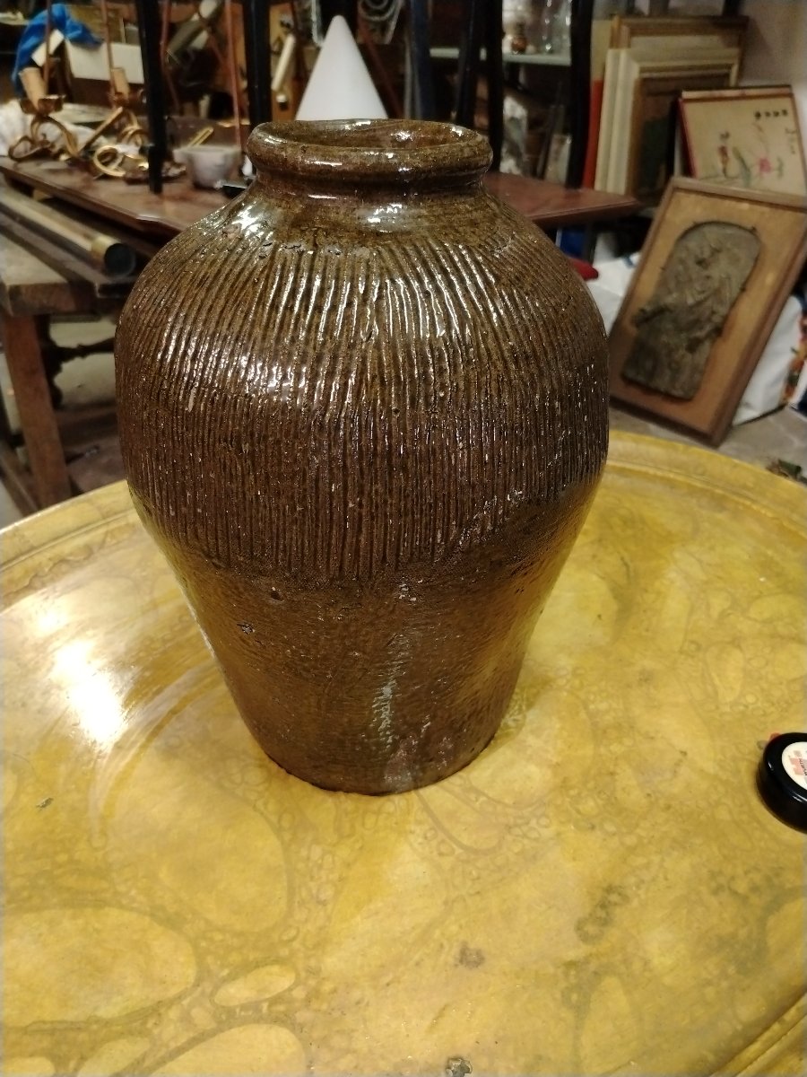 Antique Chinese Glazed Stoneware Rice Wine Jar, Originally From  China-photo-4