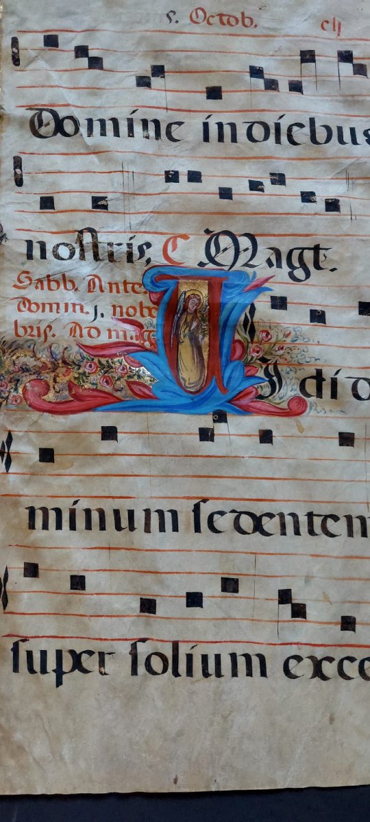 Illuminated Antiphonary On Parchment, 15th Century. Central Italy. 60 X 43 Cm.-photo-2