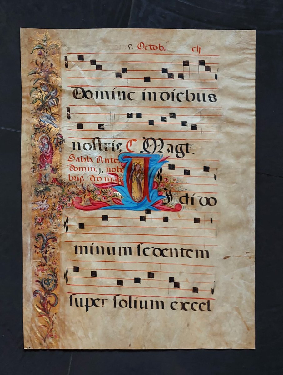 Illuminated Antiphonary On Parchment, 15th Century. Central Italy. 60 X 43 Cm.