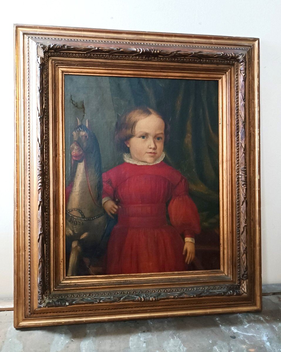 Peinture à l'huile sur toile, portrait, milieu du XIXe siècle -photo-2