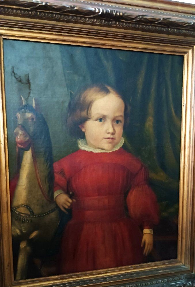 Peinture à l'huile sur toile, portrait, milieu du XIXe siècle -photo-4
