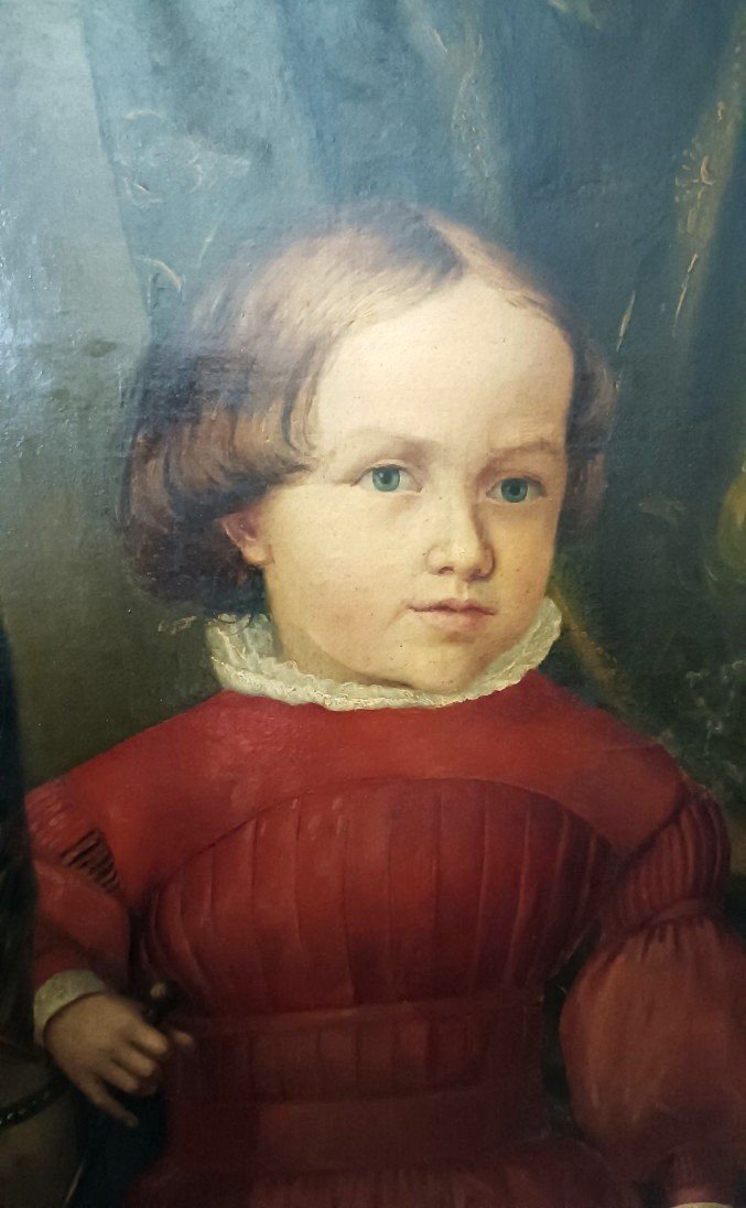 Peinture à l'huile sur toile, portrait, milieu du XIXe siècle -photo-1