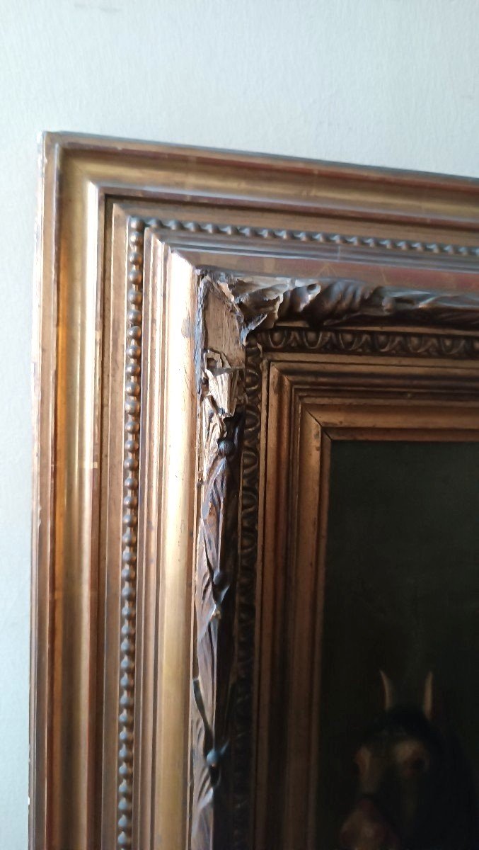 Peinture à l'huile sur toile, portrait, milieu du XIXe siècle -photo-4