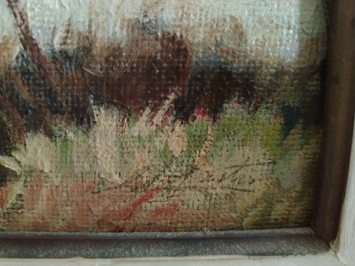 Seascape Oil Painting On Masonite From The First Half Of The 20th Century, Signed, With A Gilded Wooden Frame-photo-4