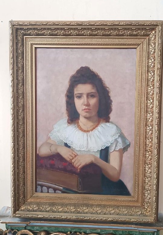 Oil On Canvas, Portrait Of A Woman, 1898—maurizio Barricelli (benevento, 1874–rome, 1931)-photo-3