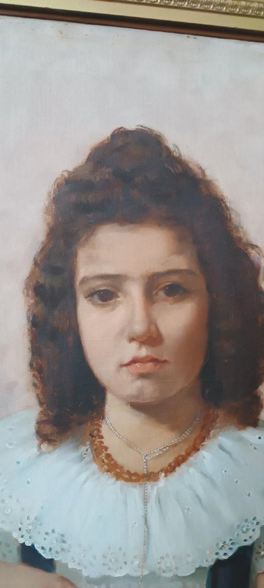 Oil On Canvas, Portrait Of A Woman, 1898—maurizio Barricelli (benevento, 1874–rome, 1931)-photo-2