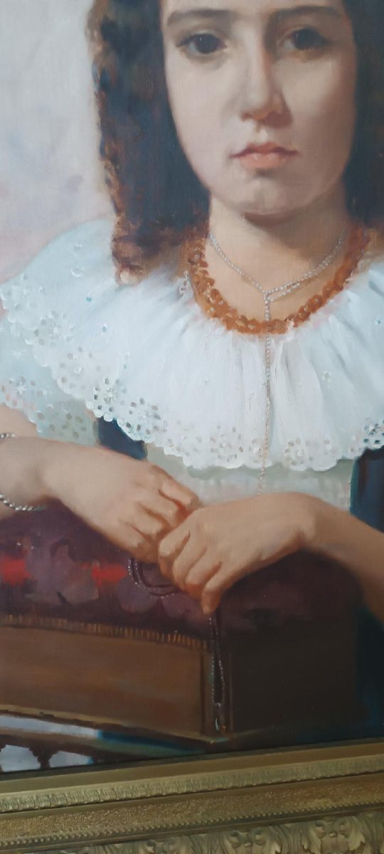 Oil On Canvas, Portrait Of A Woman, 1898—maurizio Barricelli (benevento, 1874–rome, 1931)-photo-3
