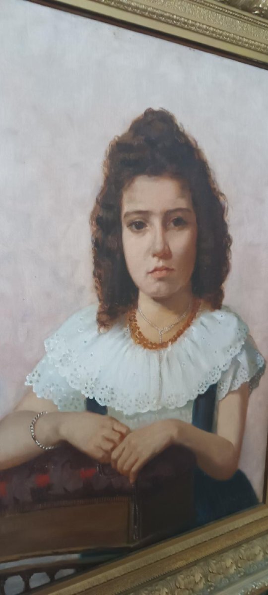 Oil On Canvas, Portrait Of A Woman, 1898—maurizio Barricelli (benevento, 1874–rome, 1931)-photo-4