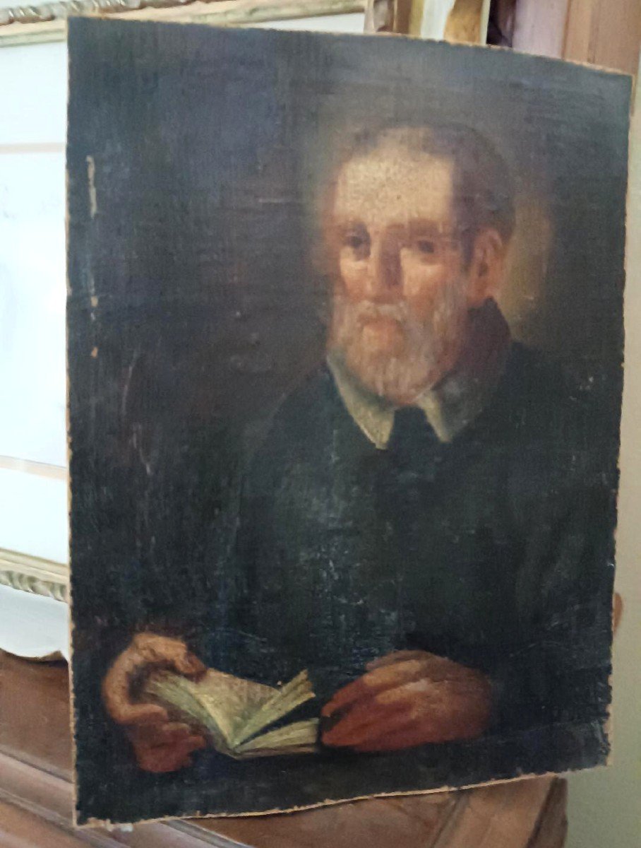 Antique Framed Painting Depicting Saint Philip Neri-photo-1