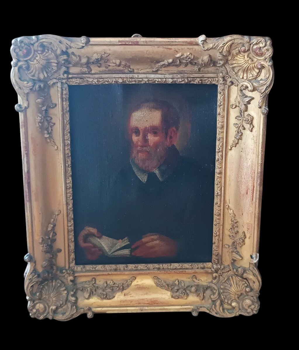 Antique Framed Painting Depicting Saint Philip Neri