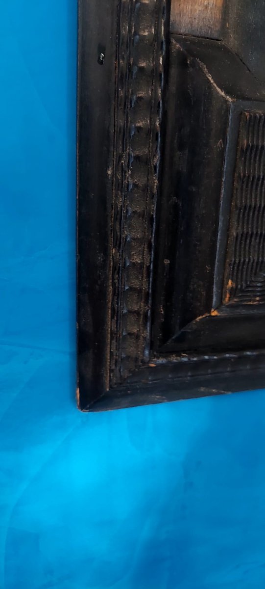  Cadre guilloché en bois ébonisé, d'origine italienne, seconde moitié du XIXe sièc-photo-4