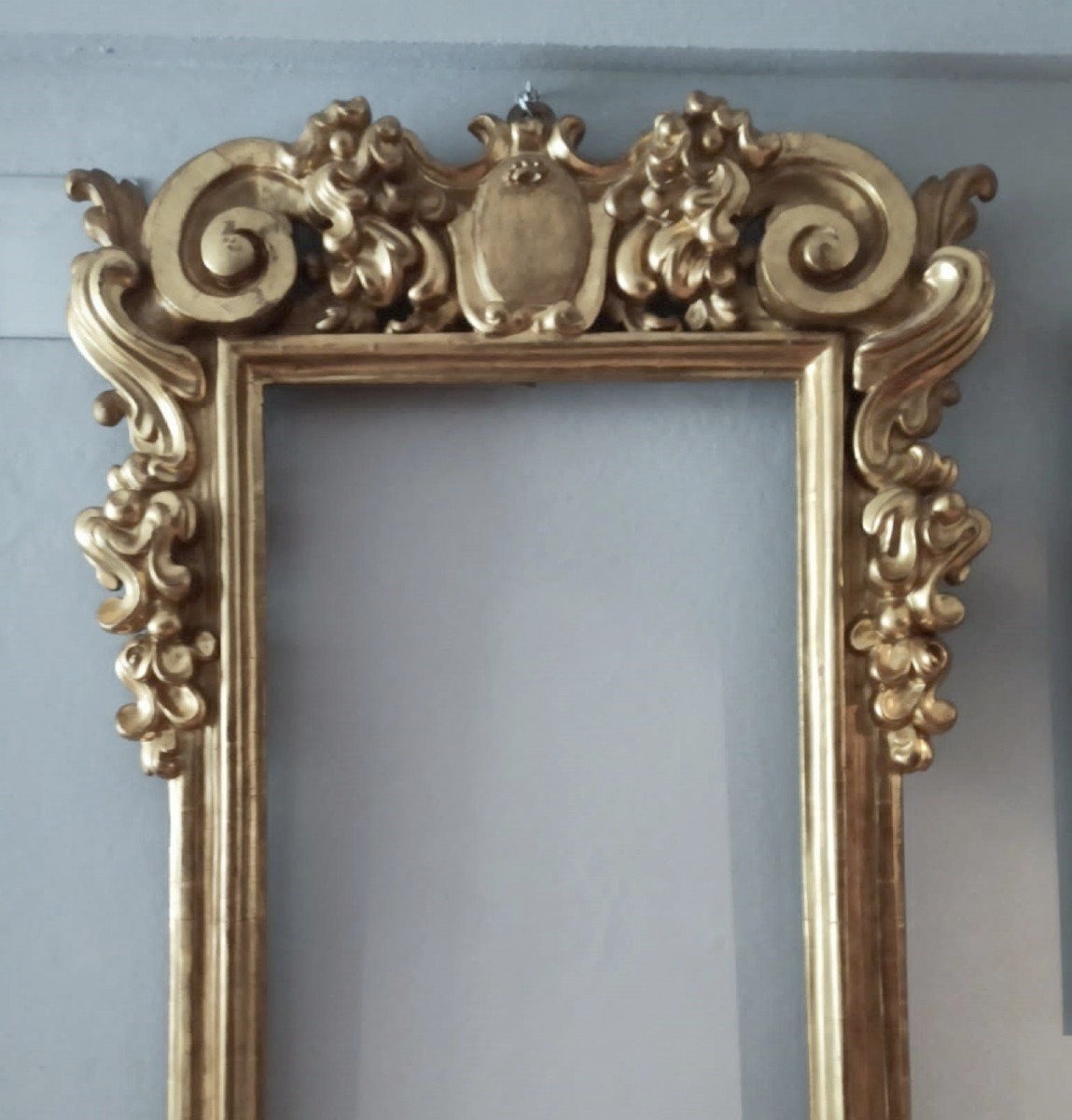 Grand Cadre Miroir Ancien Bois Doré fin 18ème Siècle Italie-photo-2