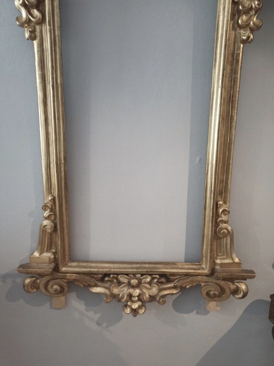 Grand Cadre Miroir Ancien Bois Doré fin 18ème Siècle Italie-photo-3