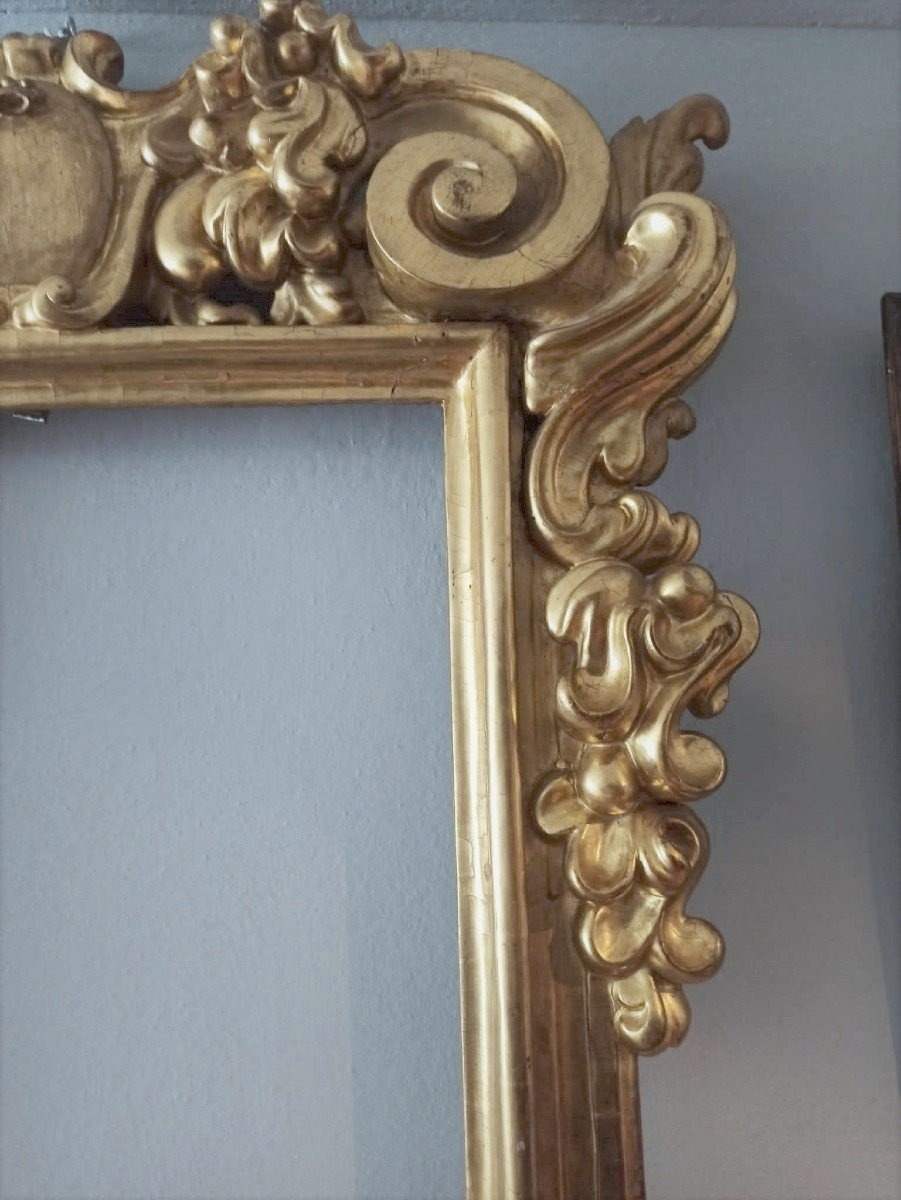 Grand Cadre Miroir Ancien Bois Doré fin 18ème Siècle Italie-photo-4
