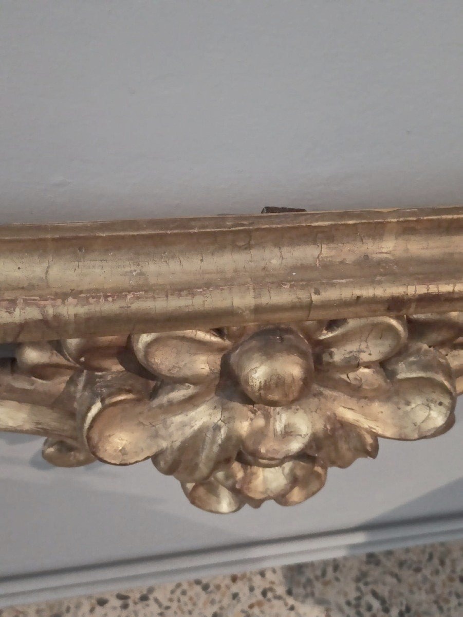 Grand Cadre Miroir Ancien Bois Doré fin 18ème Siècle Italie-photo-1