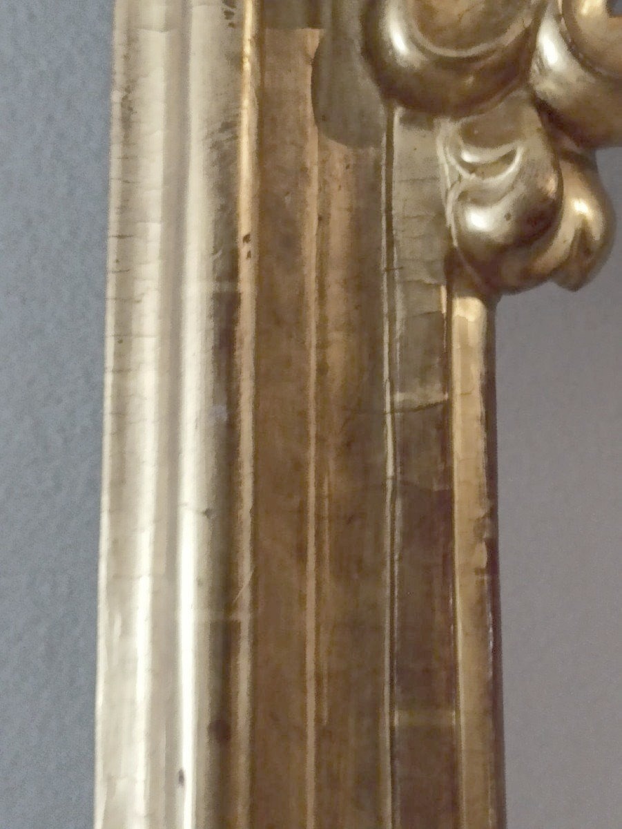 Grand Cadre Miroir Ancien Bois Doré fin 18ème Siècle Italie-photo-3