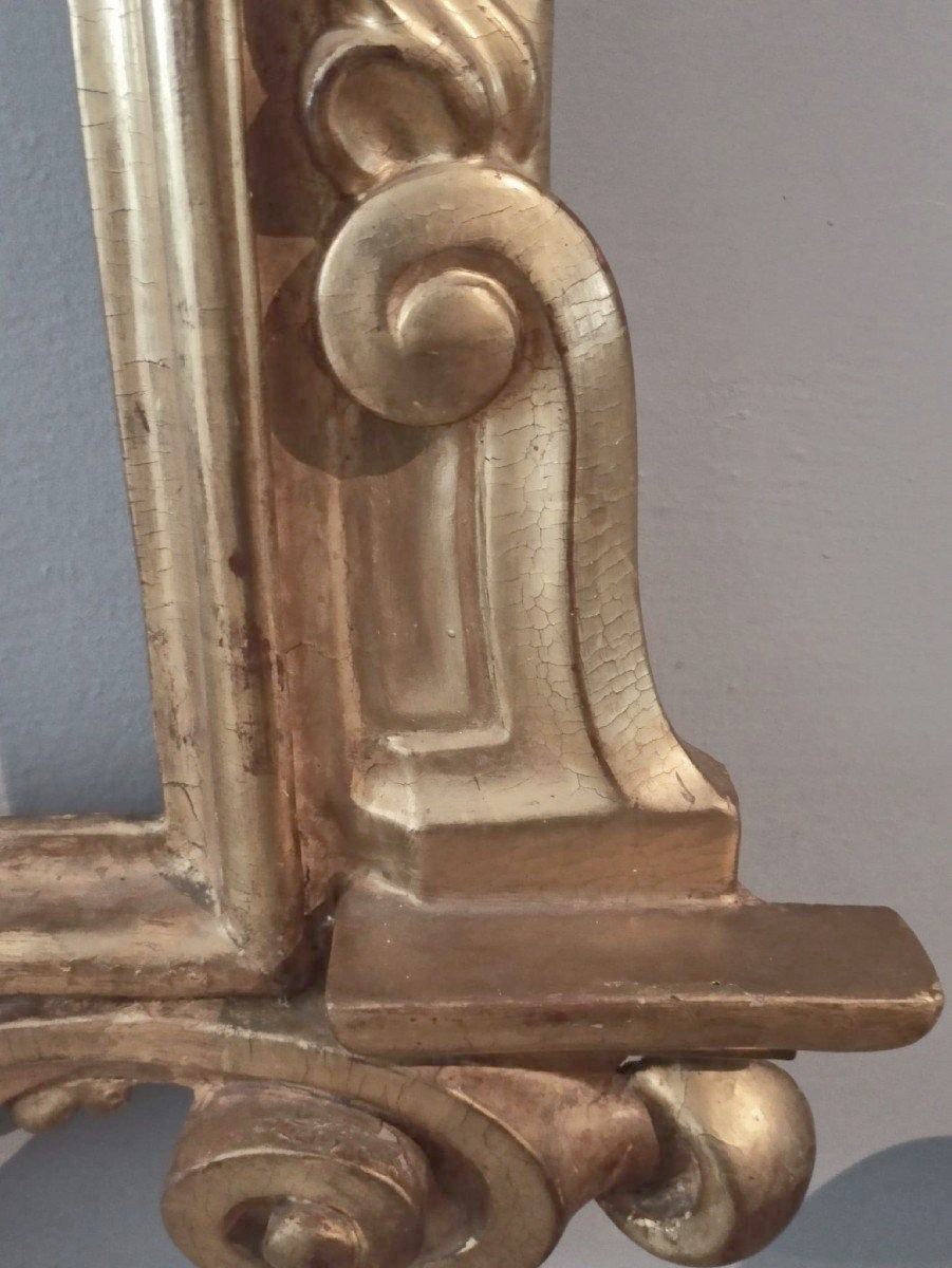 Grand Cadre Miroir Ancien Bois Doré fin 18ème Siècle Italie-photo-5
