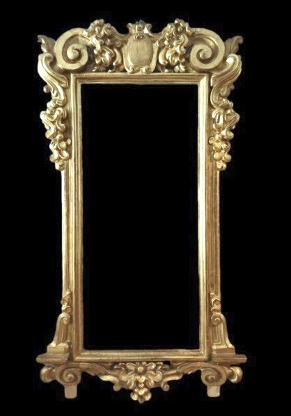 Grand Cadre Miroir Ancien Bois Doré fin 18ème Siècle Italie