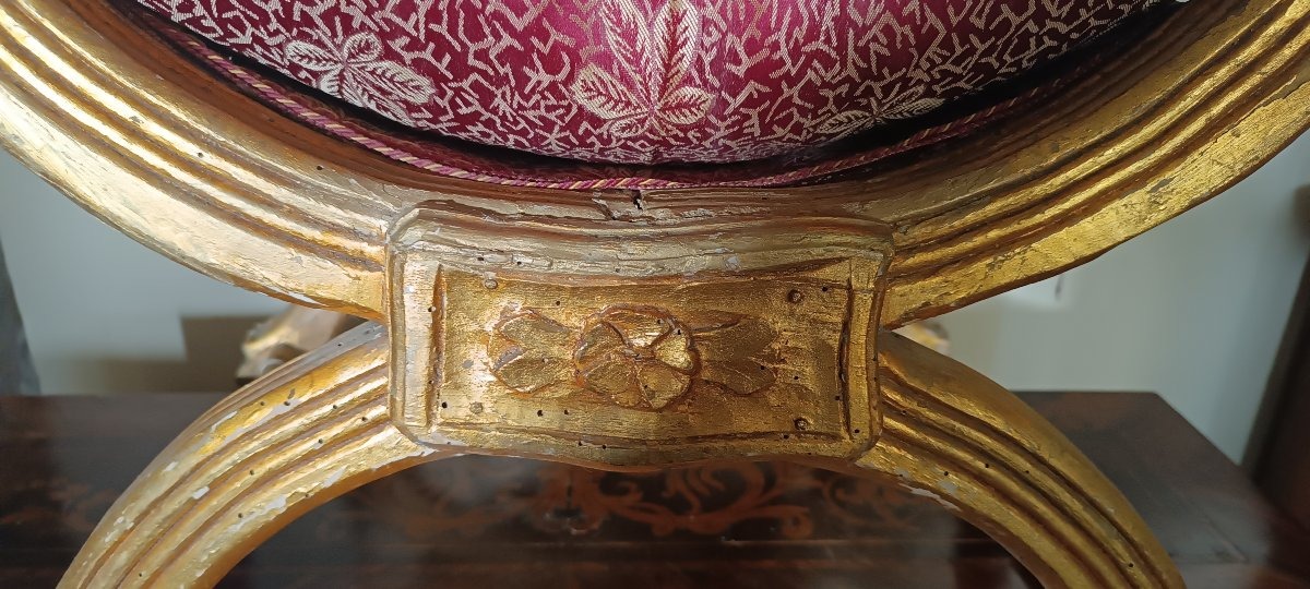 Empire-style Gilded Wooden Stool-photo-2