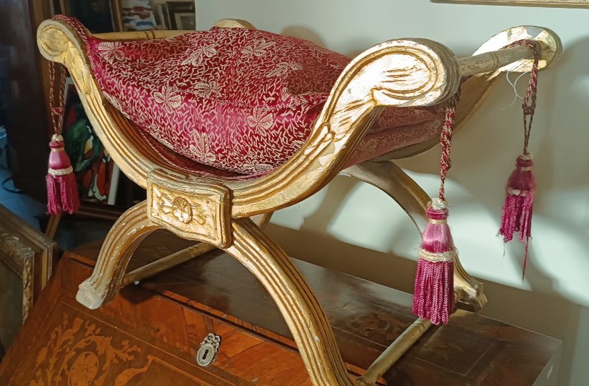 Empire-style Gilded Wooden Stool-photo-3