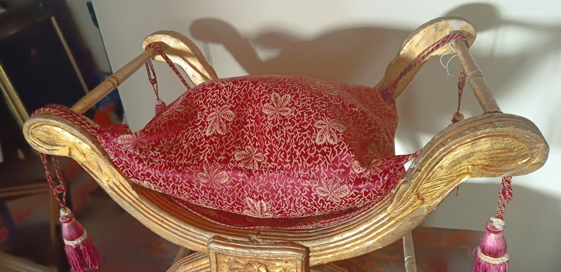 Empire-style Gilded Wooden Stool-photo-1