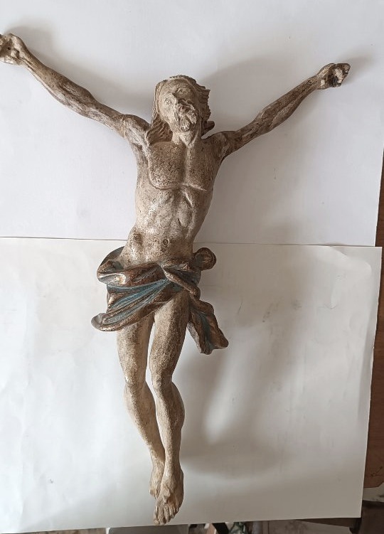 Antique Polychrome Wooden Figure Of Christ H.56 Cm-photo-3