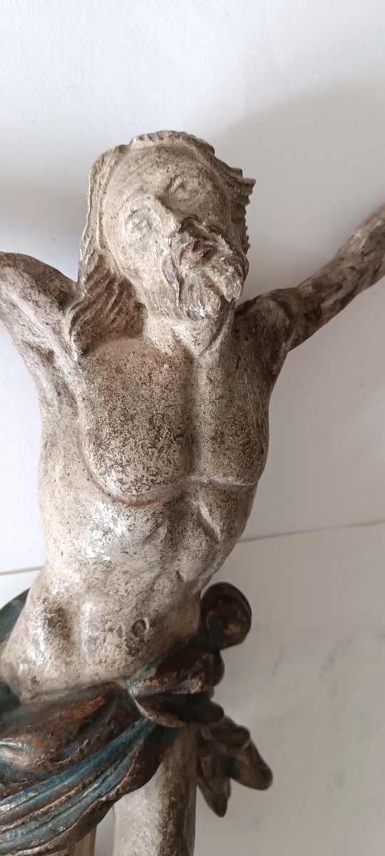 Antique Polychrome Wooden Figure Of Christ H.56 Cm-photo-2