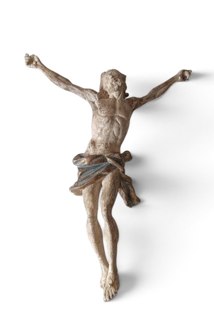 Antique Polychrome Wooden Figure Of Christ H.56 Cm