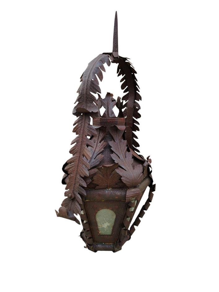 Ancienne lanterne en fer, originaire de Toscane h.72 cm-photo-2