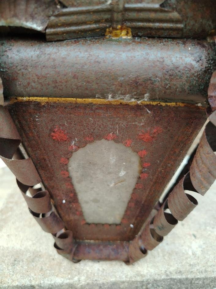 Ancienne lanterne en fer, originaire de Toscane h.72 cm-photo-3