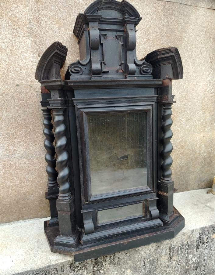 Antique Ebonized Wooden Display Case From The 17th Century H.87 Cm-photo-2