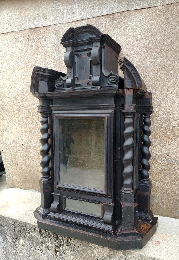 Antique Ebonized Wooden Display Case From The 17th Century H.87 Cm-photo-3