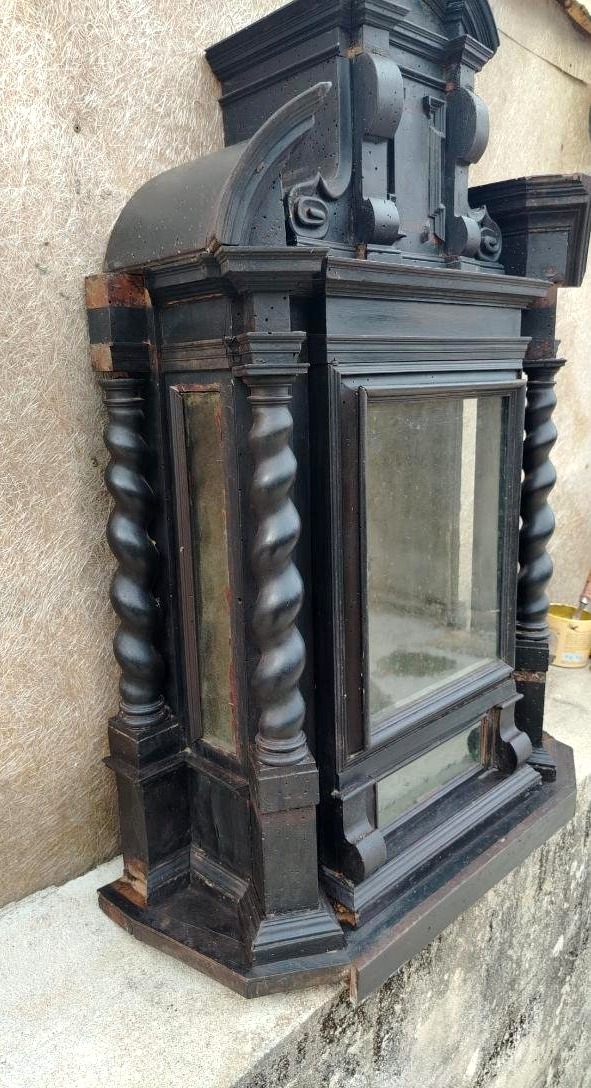 Antique Ebonized Wooden Display Case From The 17th Century H.87 Cm-photo-2