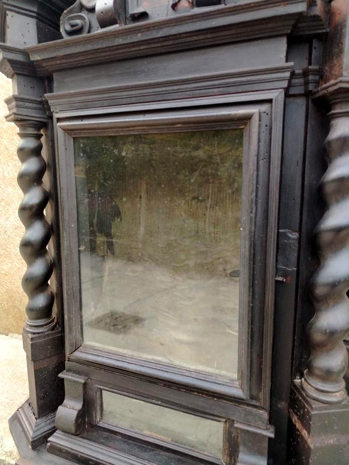 Antique Ebonized Wooden Display Case From The 17th Century H.87 Cm-photo-4