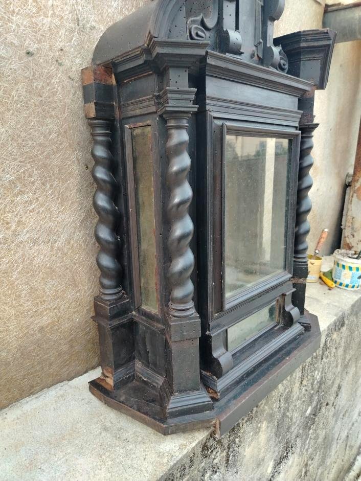 Antique Ebonized Wooden Display Case From The 17th Century H.87 Cm-photo-6