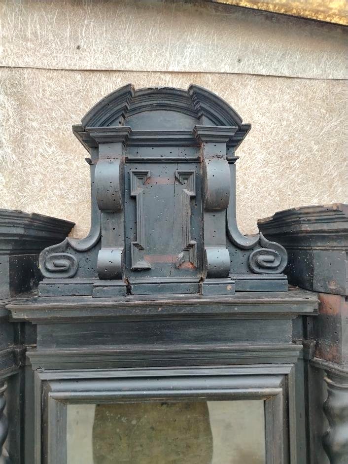 Antique Ebonized Wooden Display Case From The 17th Century H.87 Cm-photo-7