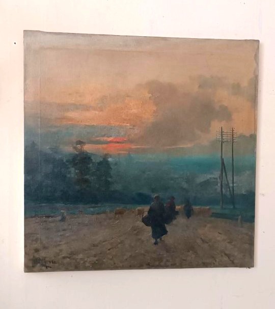 Oil Painting On Canvas Depicting A View Of Florence By Aurelio Catti (1895–1966)-photo-2