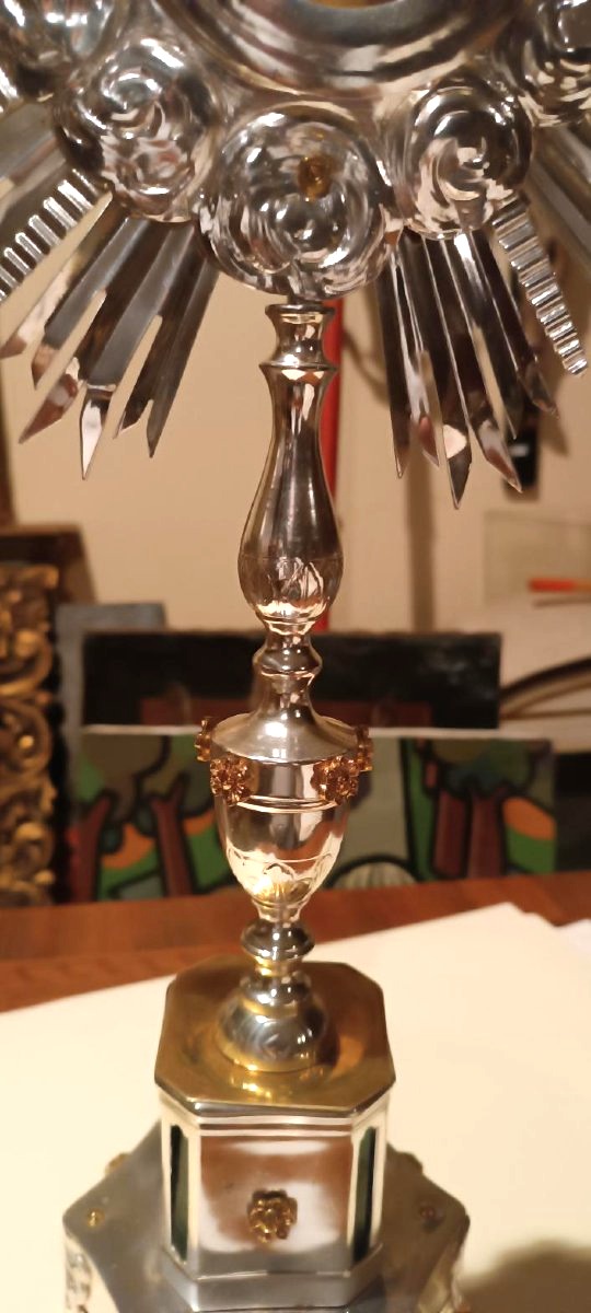Large Silver-plated Brass Monstrance Dated 1867 -photo-5