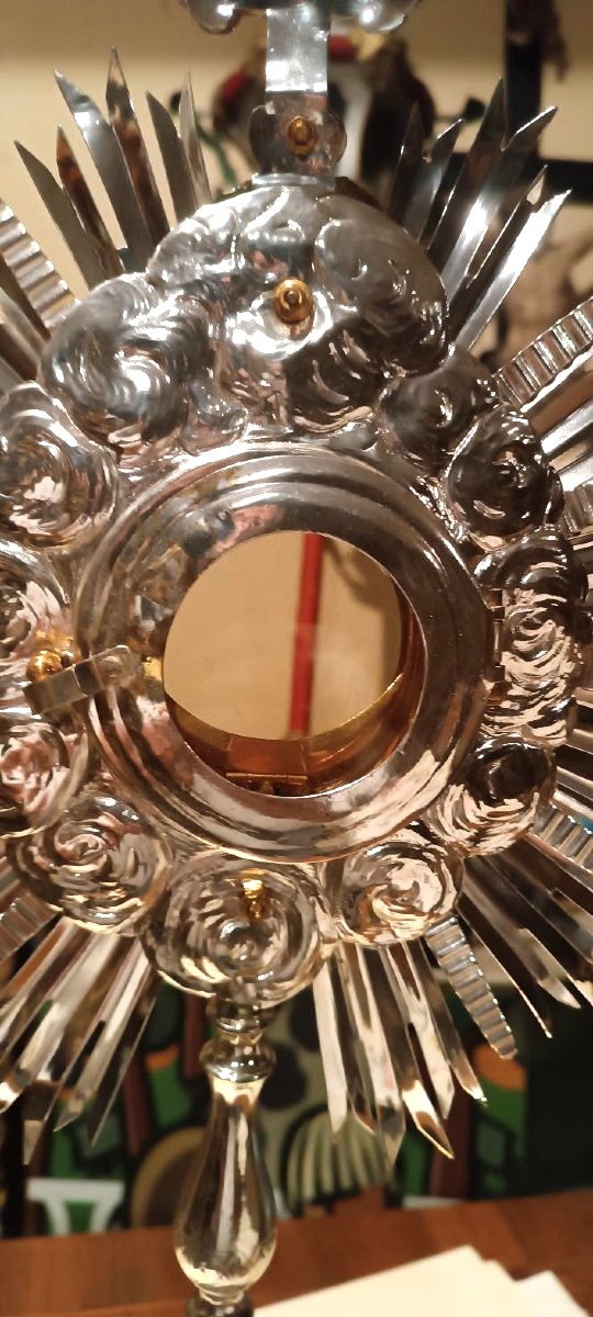 Large Silver-plated Brass Monstrance Dated 1867 -photo-6