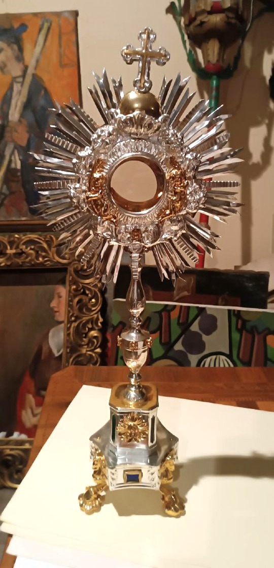 Large Silver-plated Brass Monstrance Dated 1867 