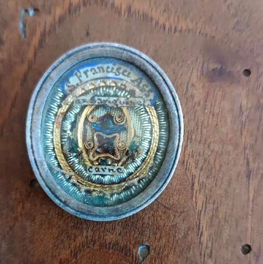 Ancienne relique en argent de Saint François d'Assise-photo-2
