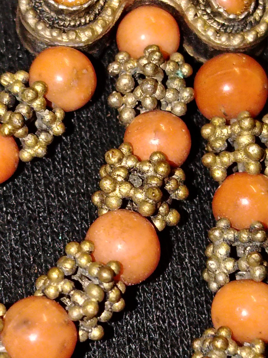 Ancien collier ethnique traditionnel Tibetan debut de 900 siecle-photo-3