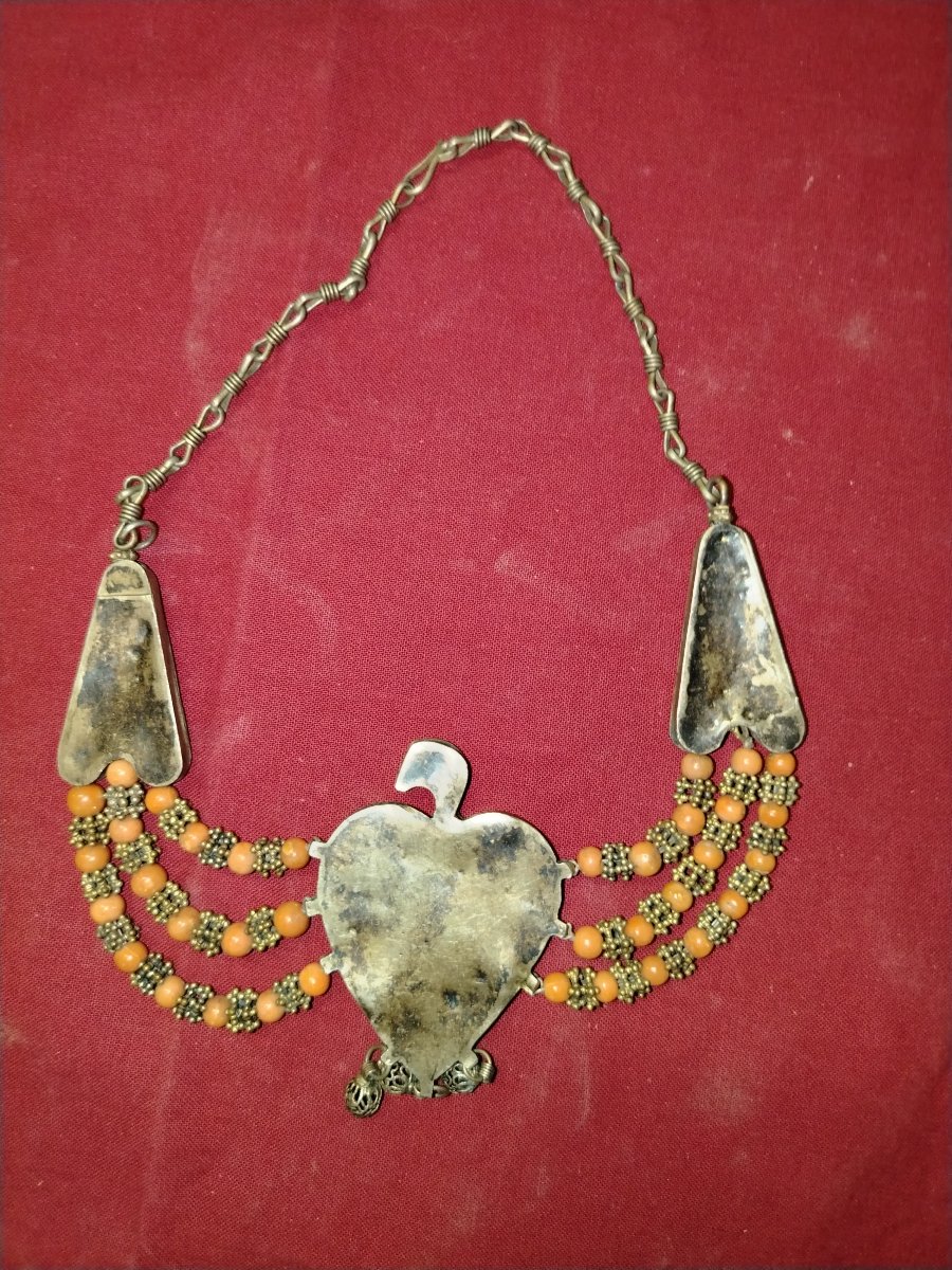Ancien collier ethnique traditionnel Tibetan debut de 900 siecle-photo-3