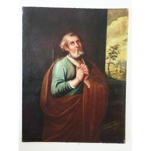 Ancient Painted Saint Peter Seventeenth Century