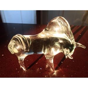 Murano Glass Bull Sculpture From The 1960s, Seguso Model