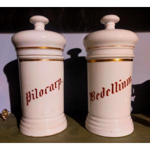 Pair Of 19th Century Porcelain Pharmacy Jars