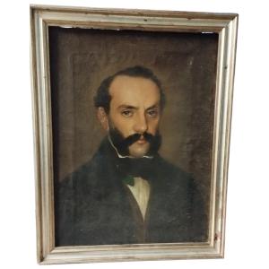 Portrait Of A Male Character, Oil Painting On Canvas, Mid-19th Century, Italian School,