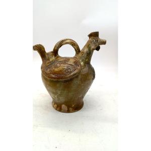 Ancient Glazed Maiolica Wine Jug, 18th Century Italy