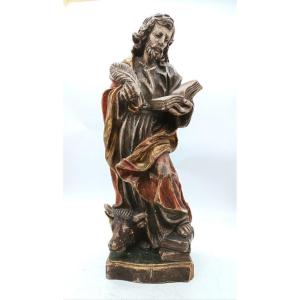 Sculpture Saint Luc l'évangéliste Val Gardena 19ème Siècle