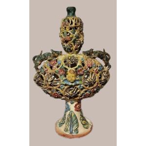 Majolica Lamp From The Early 1900s, Sicily, Italy